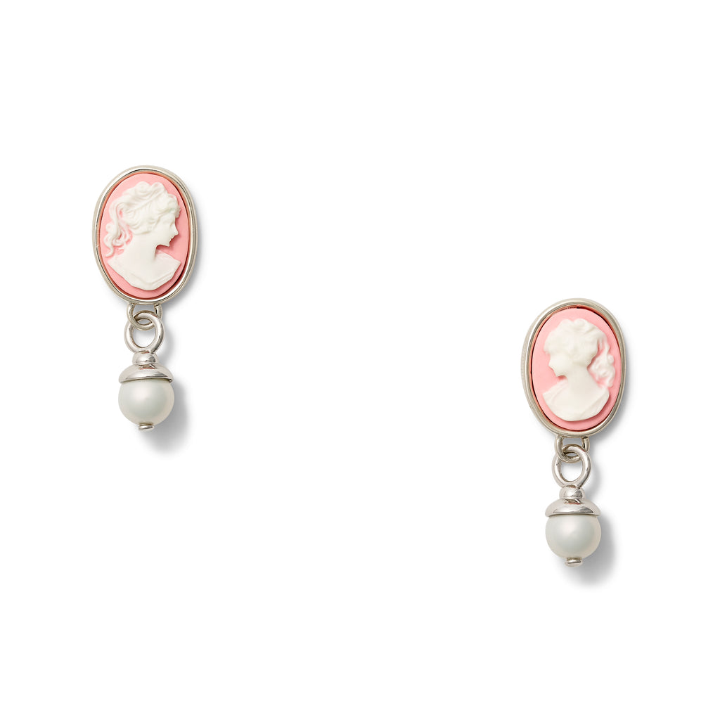 Classic Cameo Pearl Drop Earring Sterling Silver