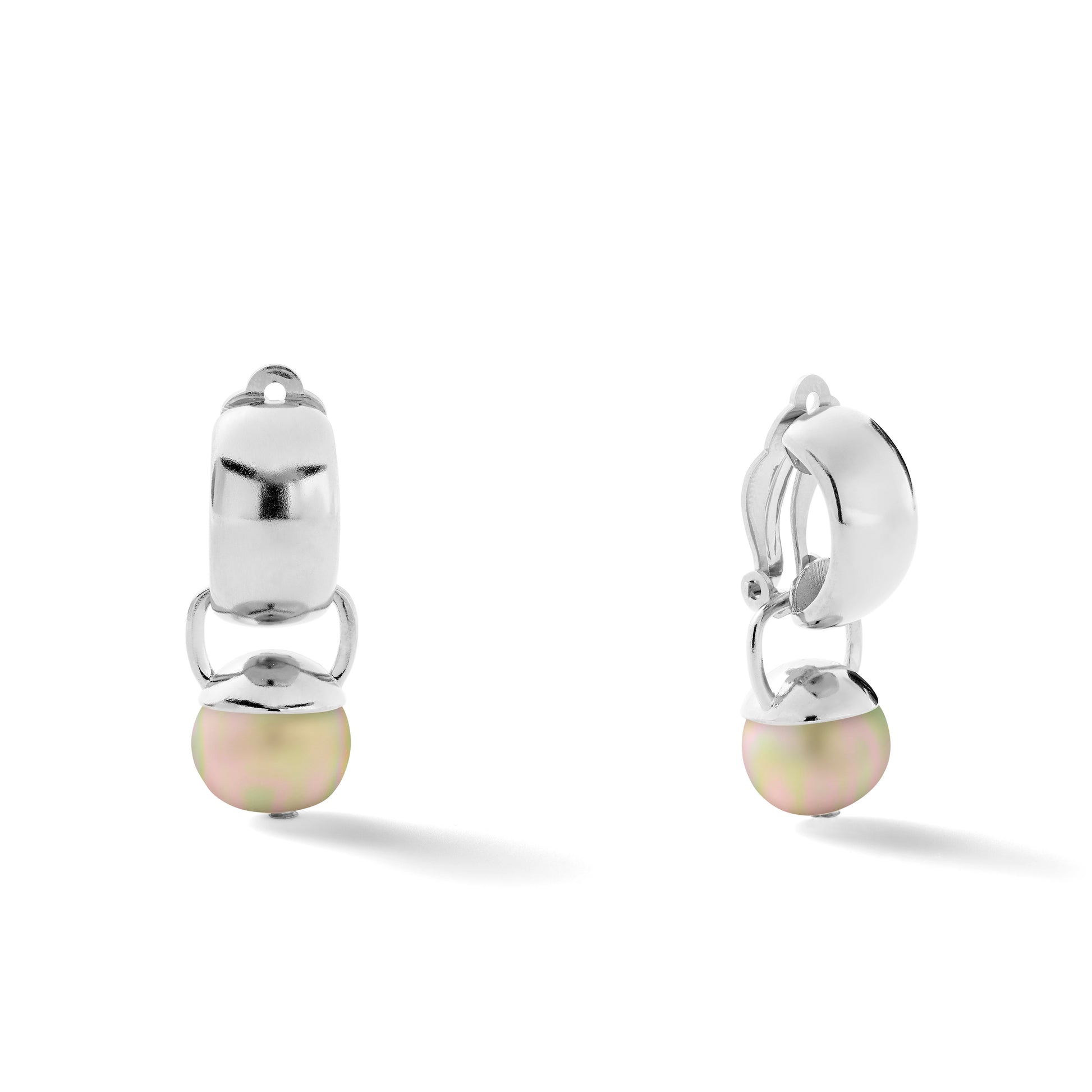 Sculpted Sterling Clip Earring with Pebble Pearl