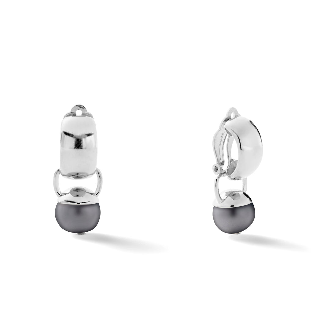 Sculpted Sterling Clip Earring with Pebble Pearl