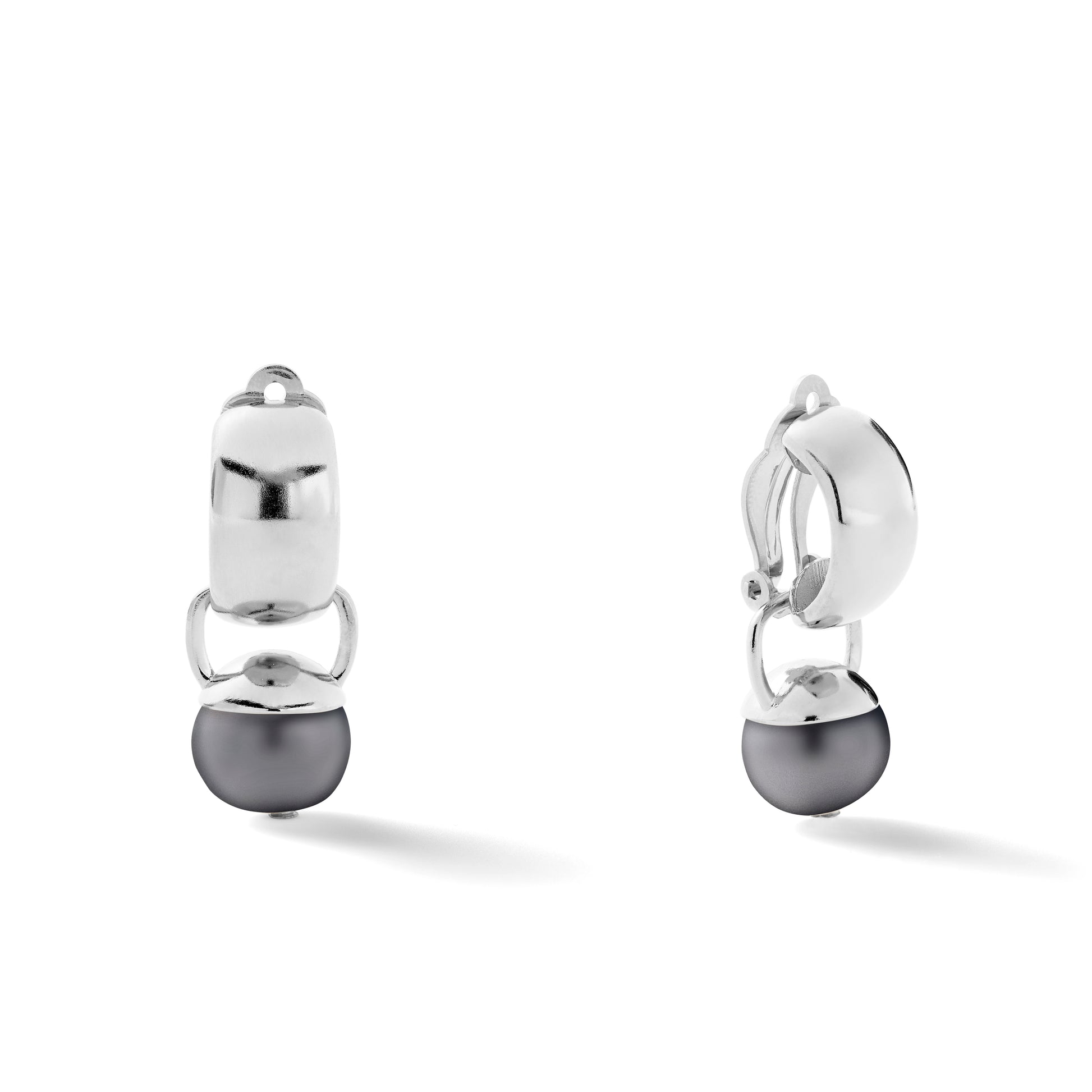 Sculpted Sterling Clip Earring with Pebble Pearl