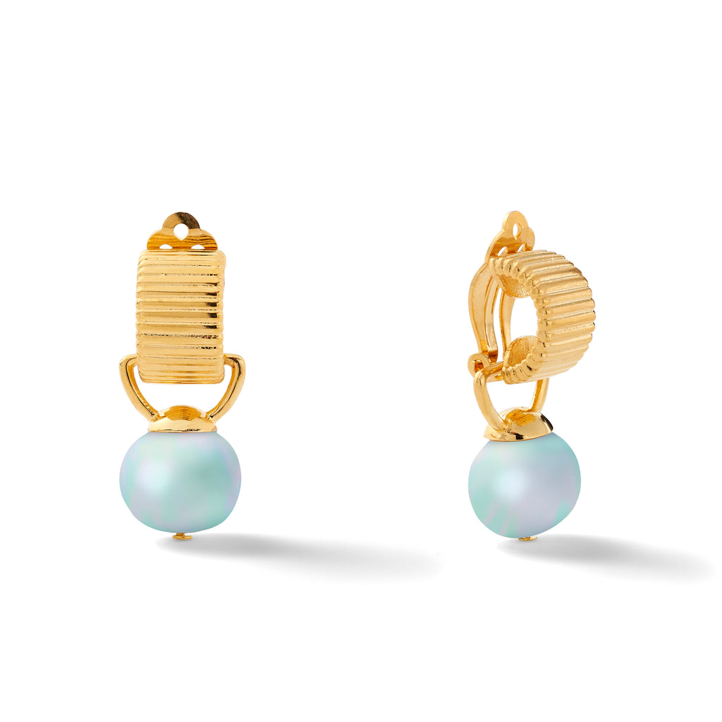 Scalloped Ear Clips with Detachable Drop Medium