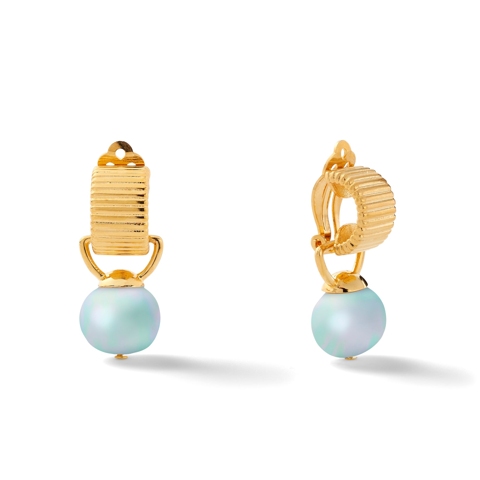 Scalloped Ear Clips with Detachable Drop Medium