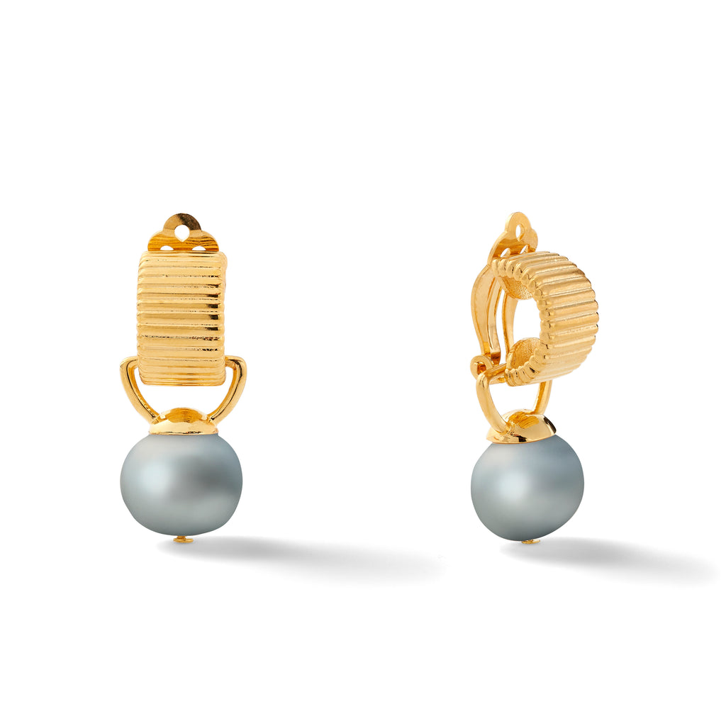 Scalloped Ear Clips with Detachable Drop Medium