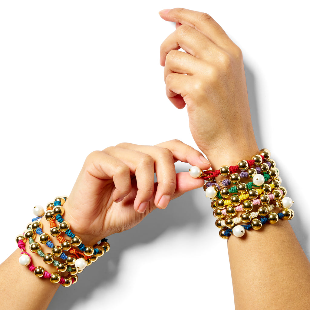 The Gold Ball + Pearl Knotting Bracelet