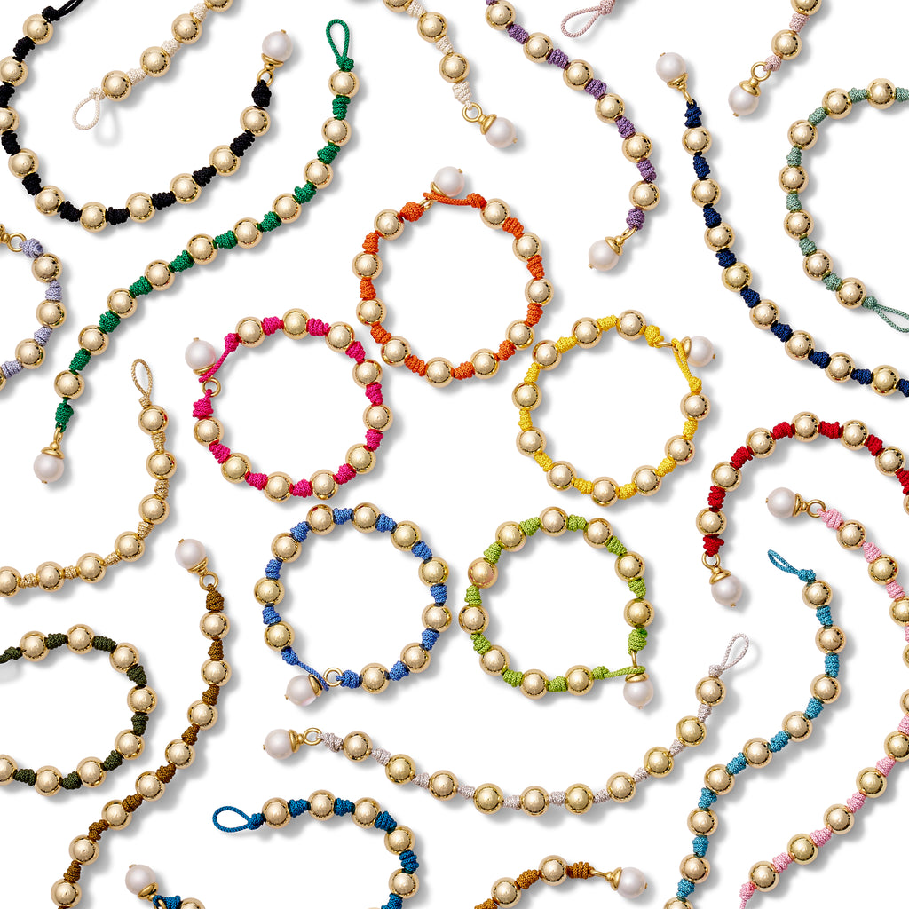 The Gold Ball + Pearl Knotting Bracelet