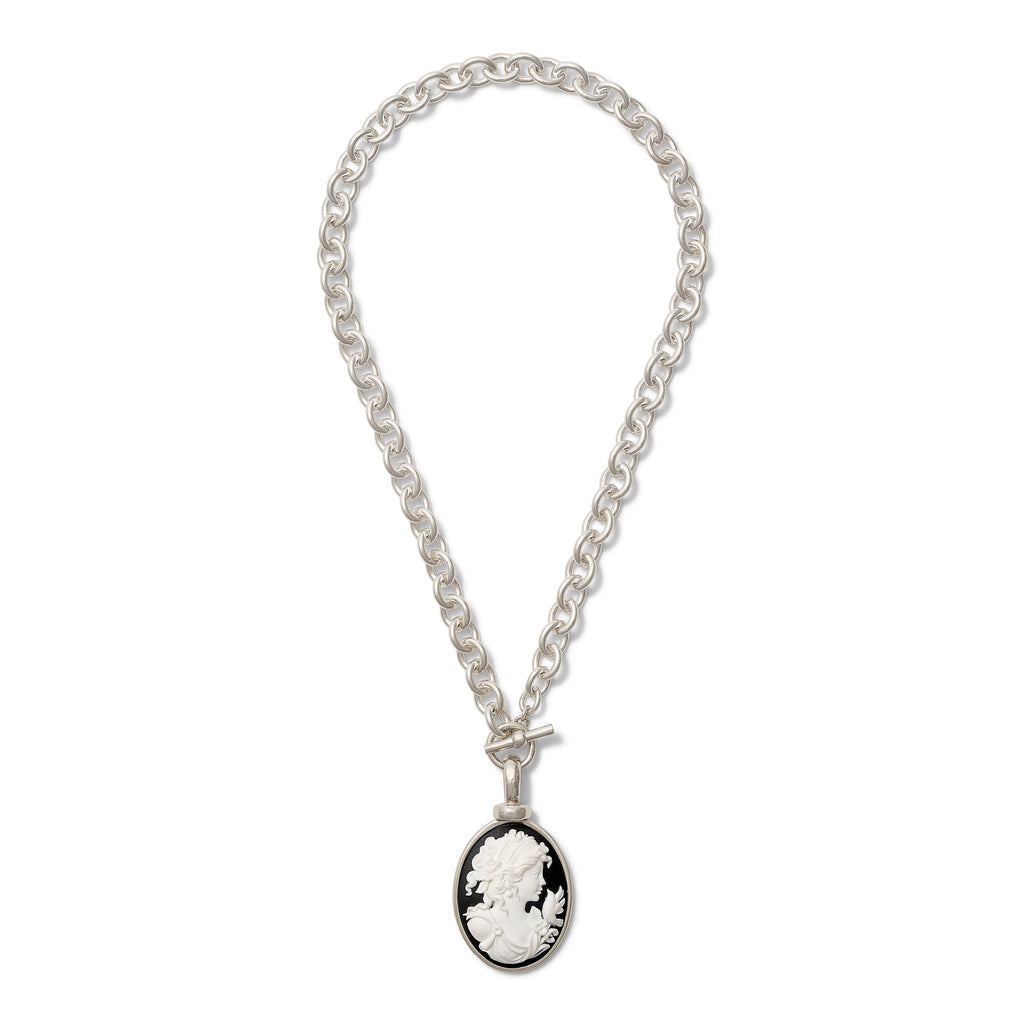 Sterling Silver Grande Cameo Pendant Necklace
