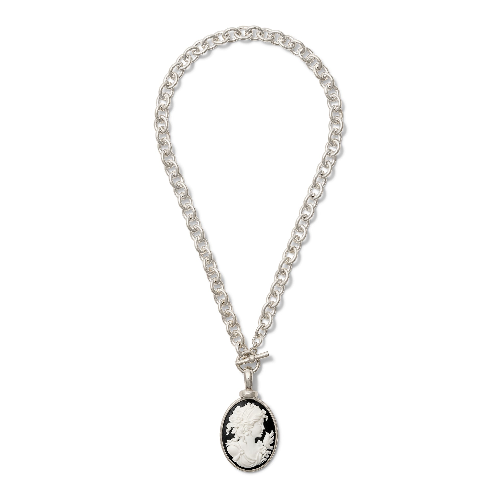 Sterling Silver Grande Cameo Pendant Necklace