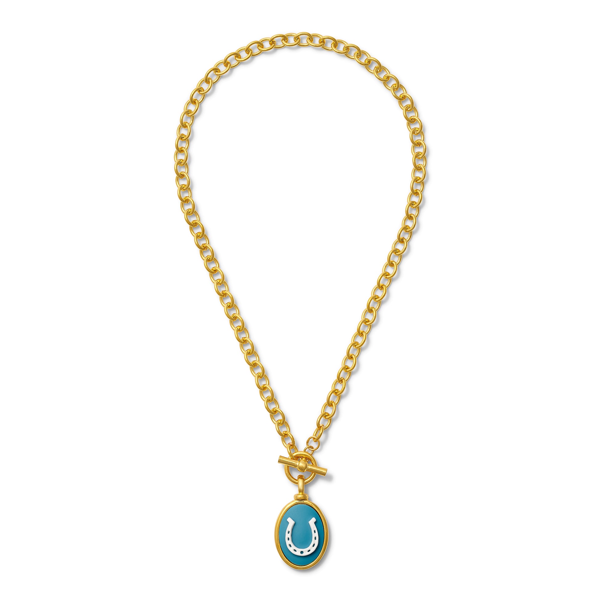 Lucky Blu Horseshoe Cameo Pendant