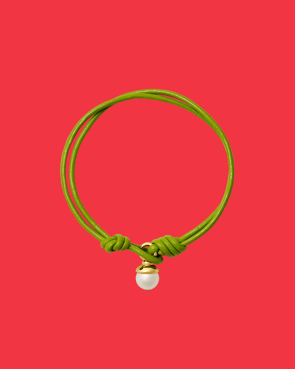 Gimlet Green Leather + Pearl Teeny Bracelet