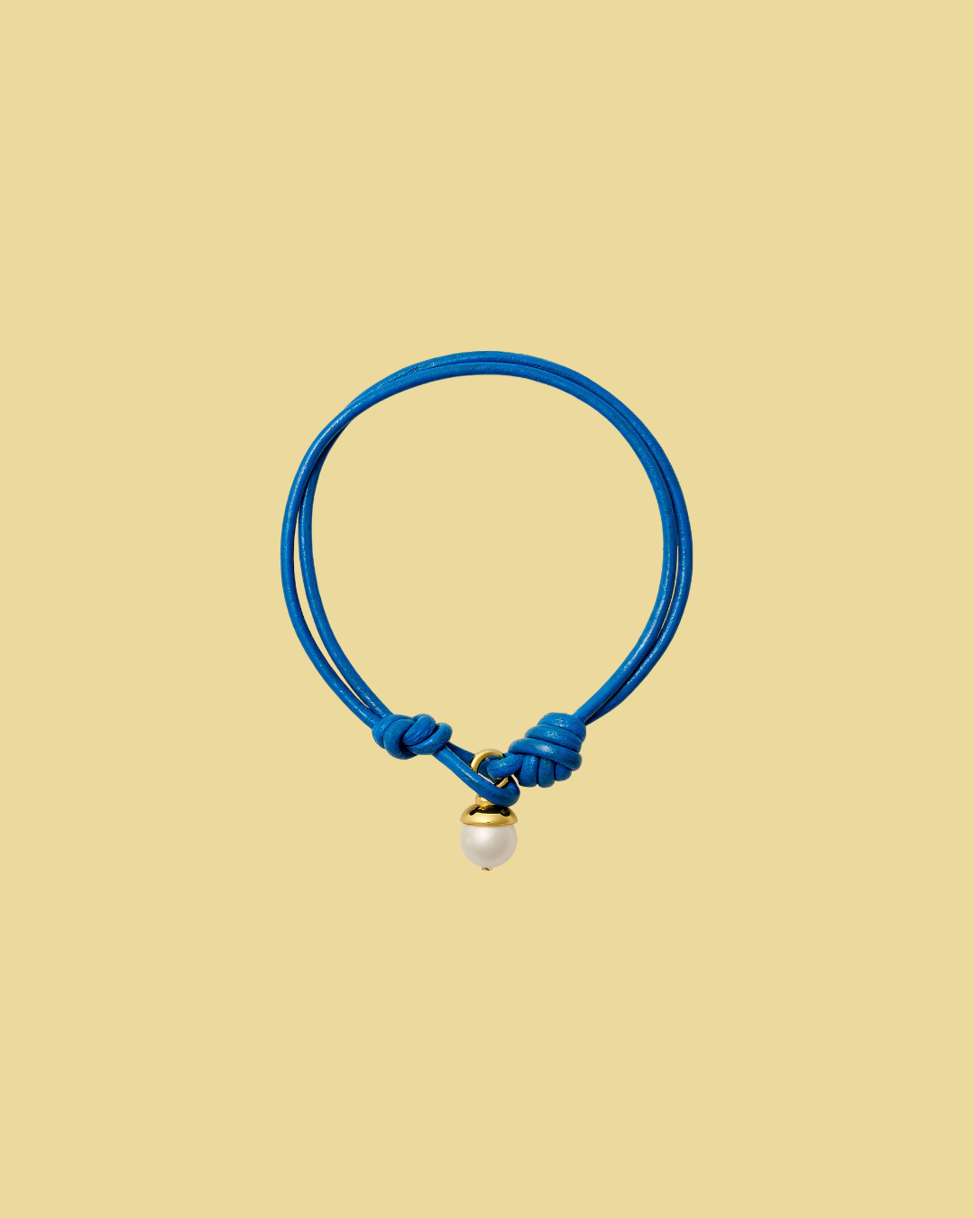 Royal Blue Leather + Pearl Teeny Bracelet