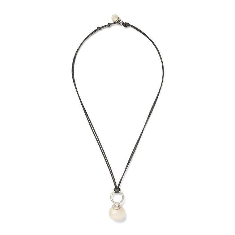 Pebble Pearl Cord Pendant Sterling