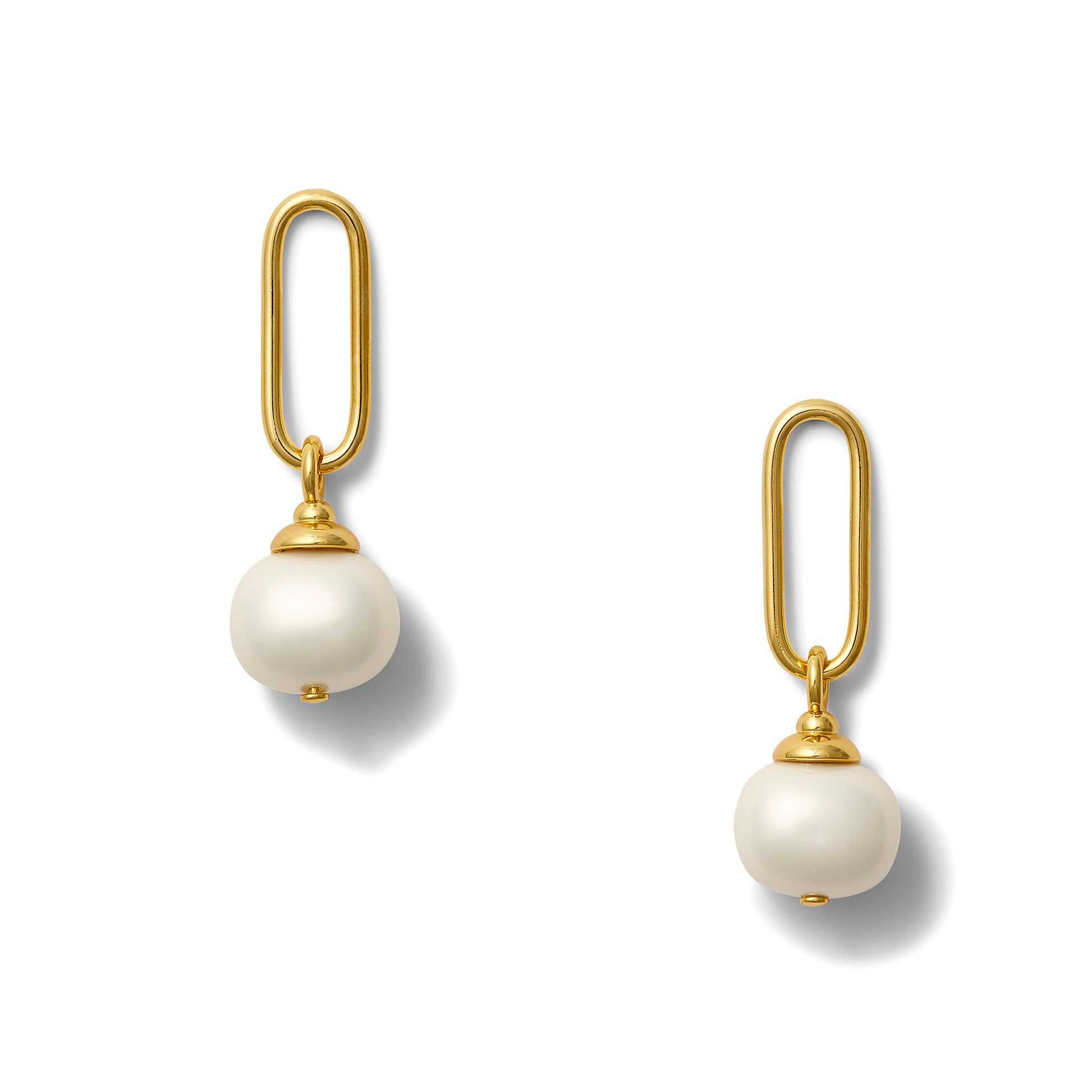Paper Clip + Pebble Pearl Earring