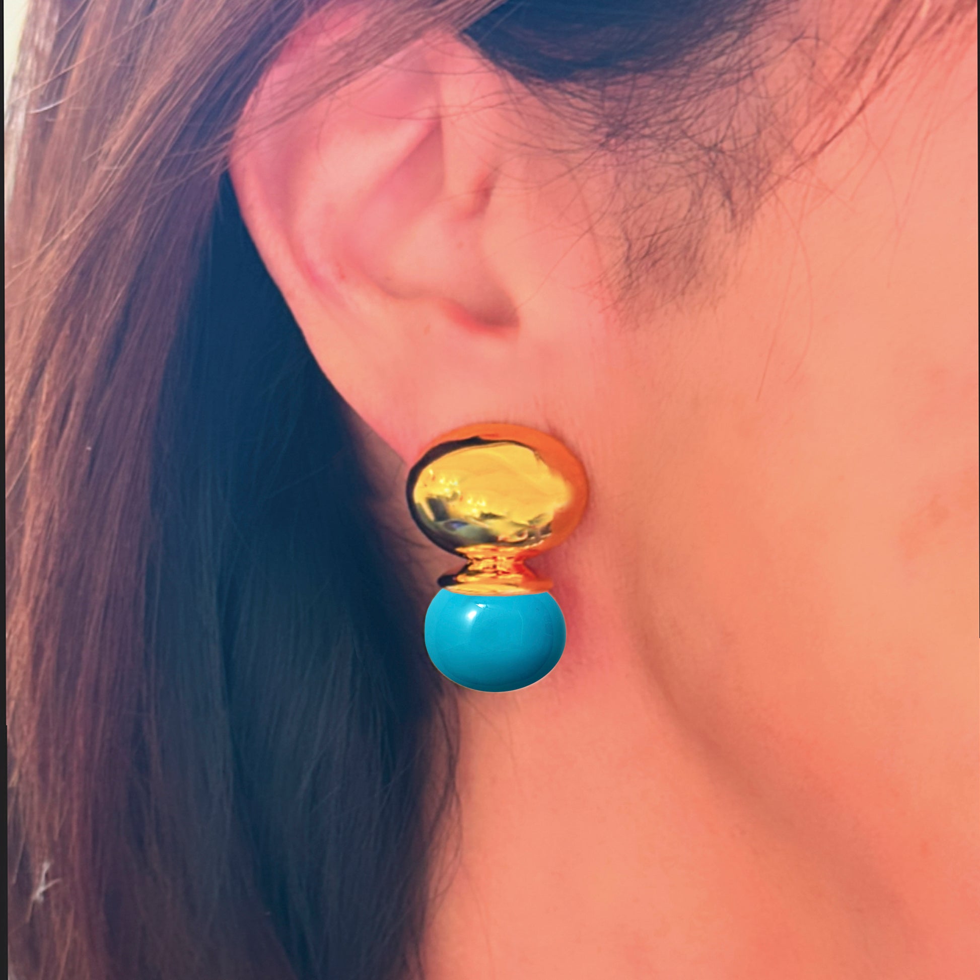 Pebble Orb Earring Turquoise
