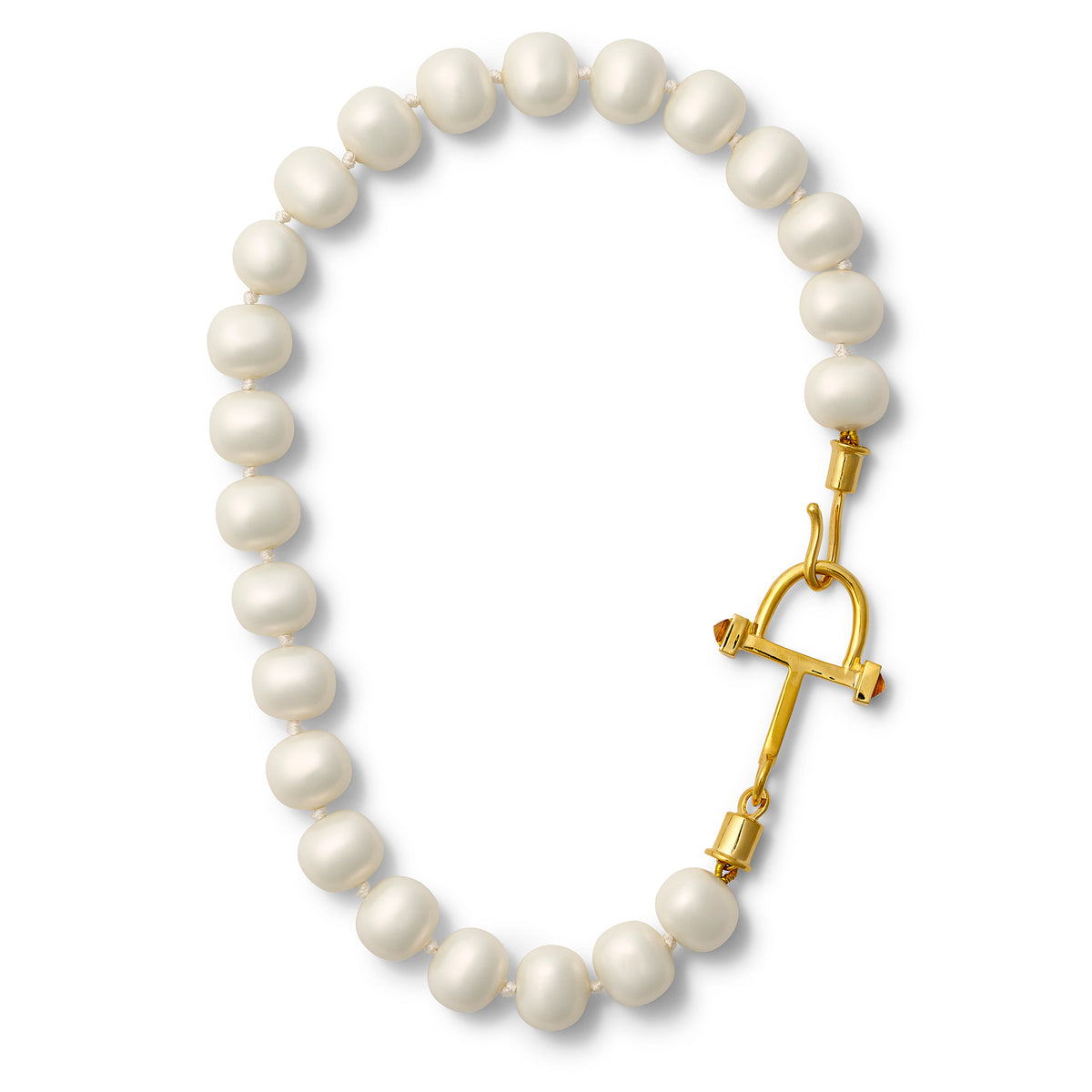 Elongated Equestrian Pebble Pearl Necklace