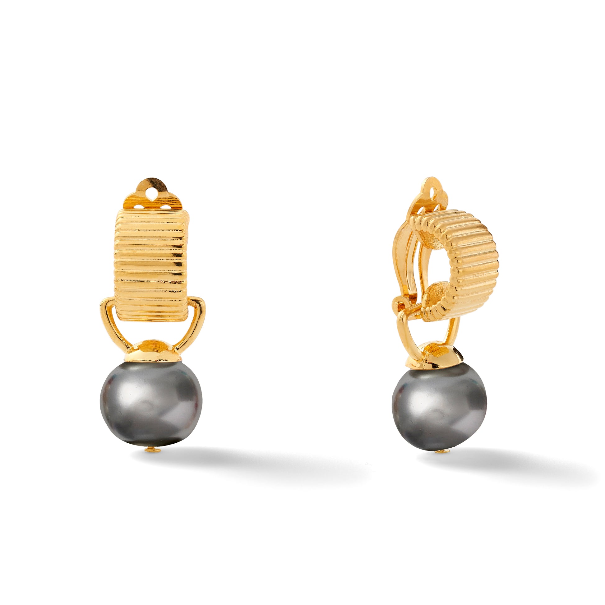 Scalloped Ear Clips with Detachable Drop Medium