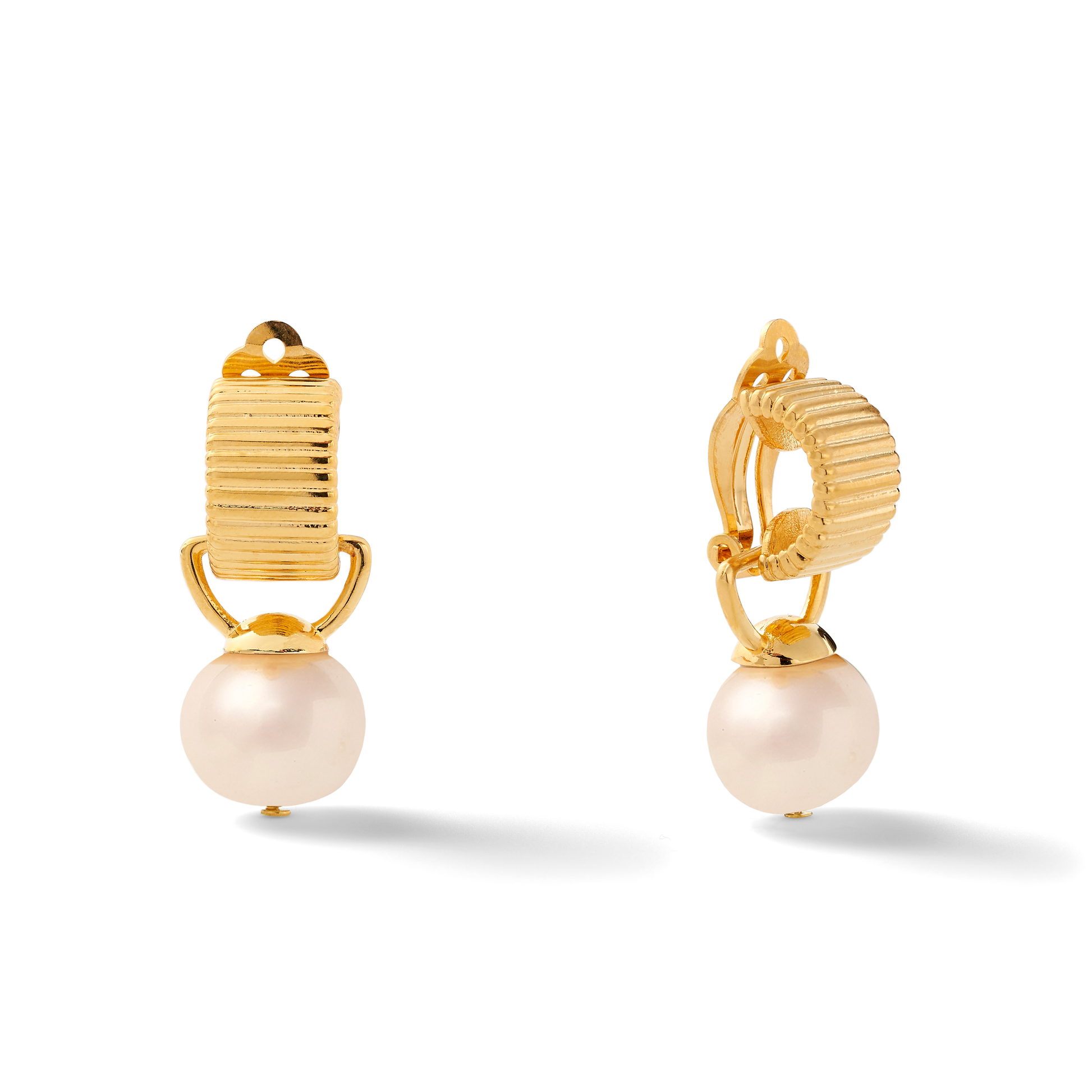 Scalloped Ear Clips with Detachable Drop Medium