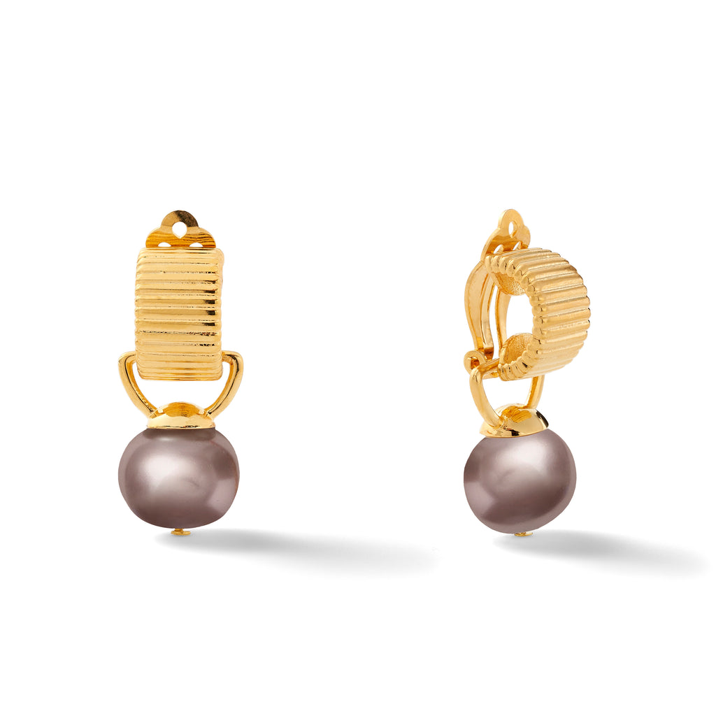 Scalloped Ear Clips with Detachable Drop Medium