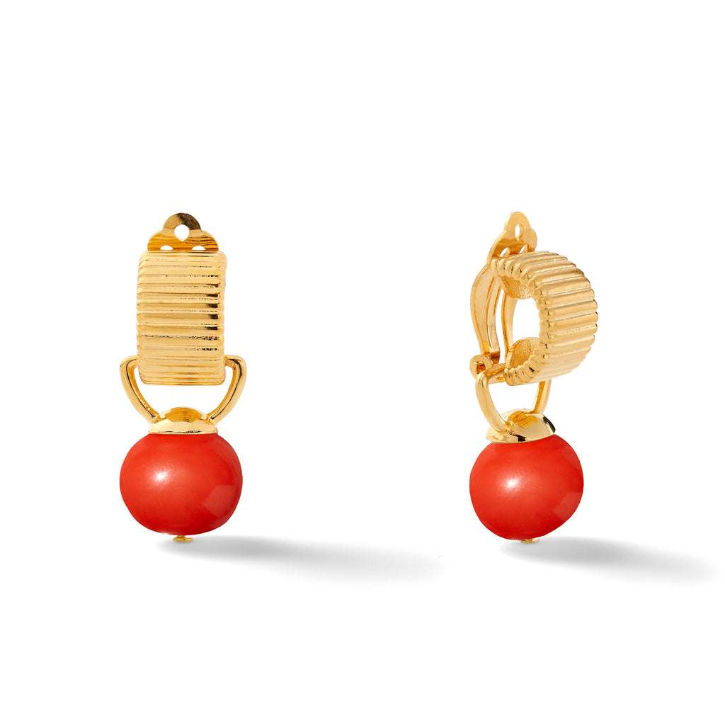 Scalloped Ear Clips with Detachable Drop Medium