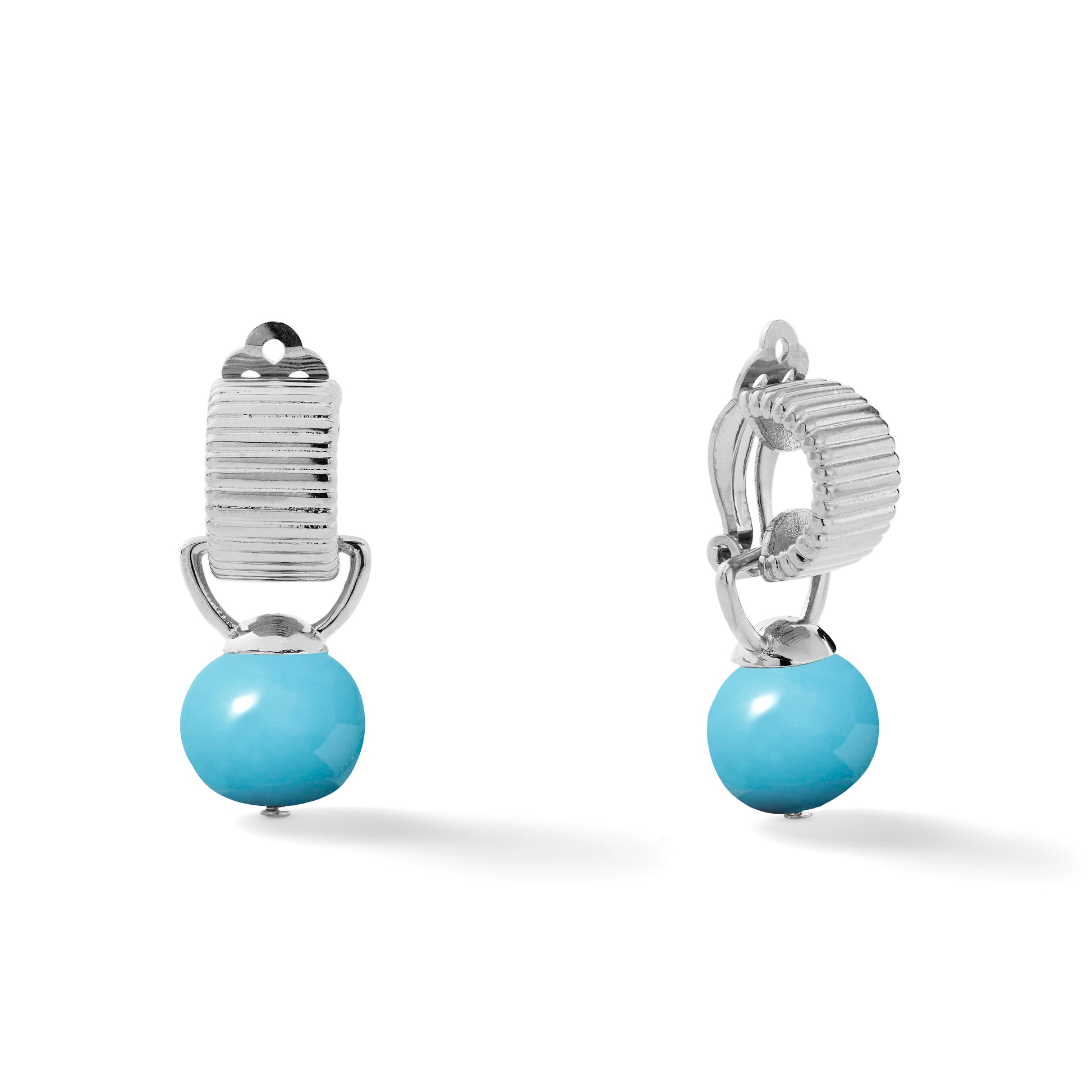 Sterling Scalloped Ear Clips with Detachable Drop Medium