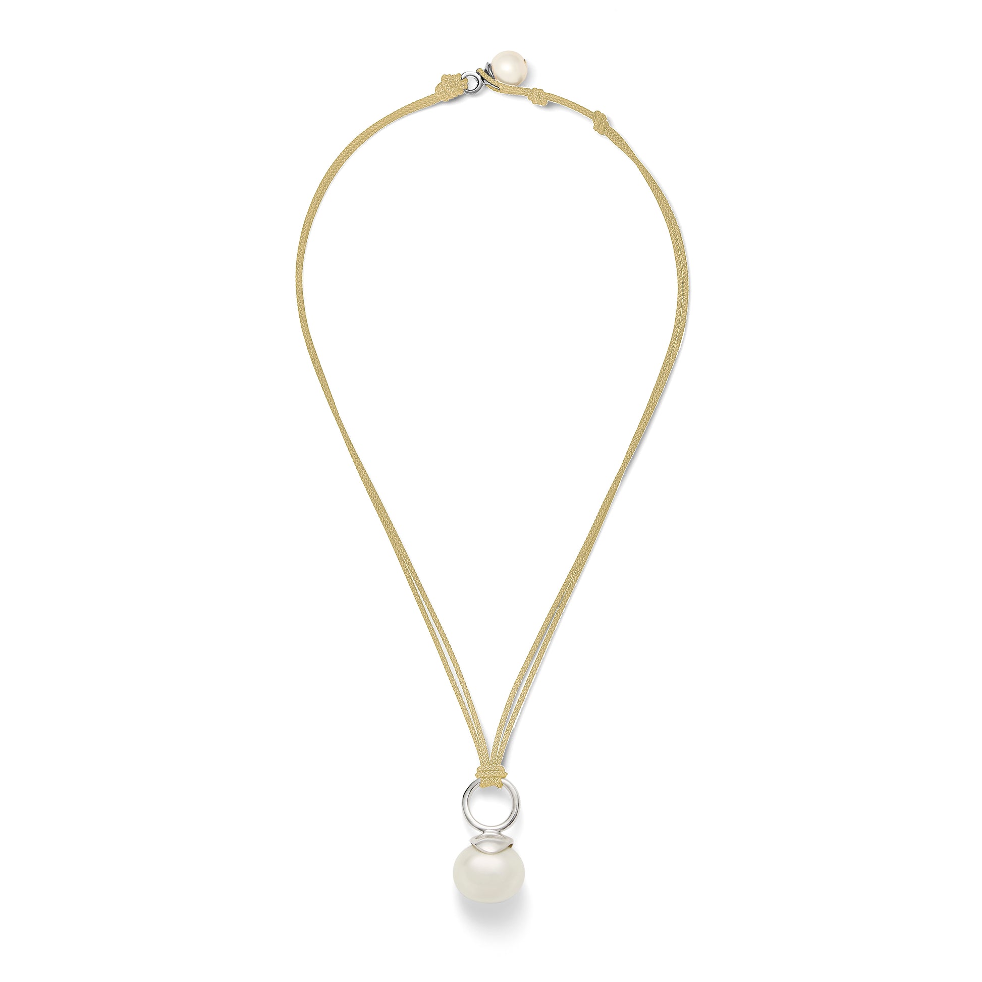 Pebble Pearl Cord Pendant Sterling