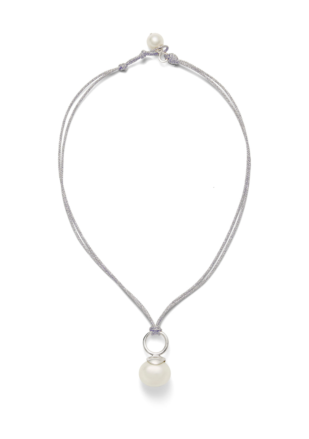 Pebble Pearl Cord Pendant Sterling