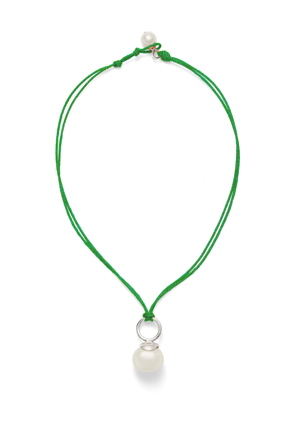 Pebble Pearl Cord Pendant Sterling