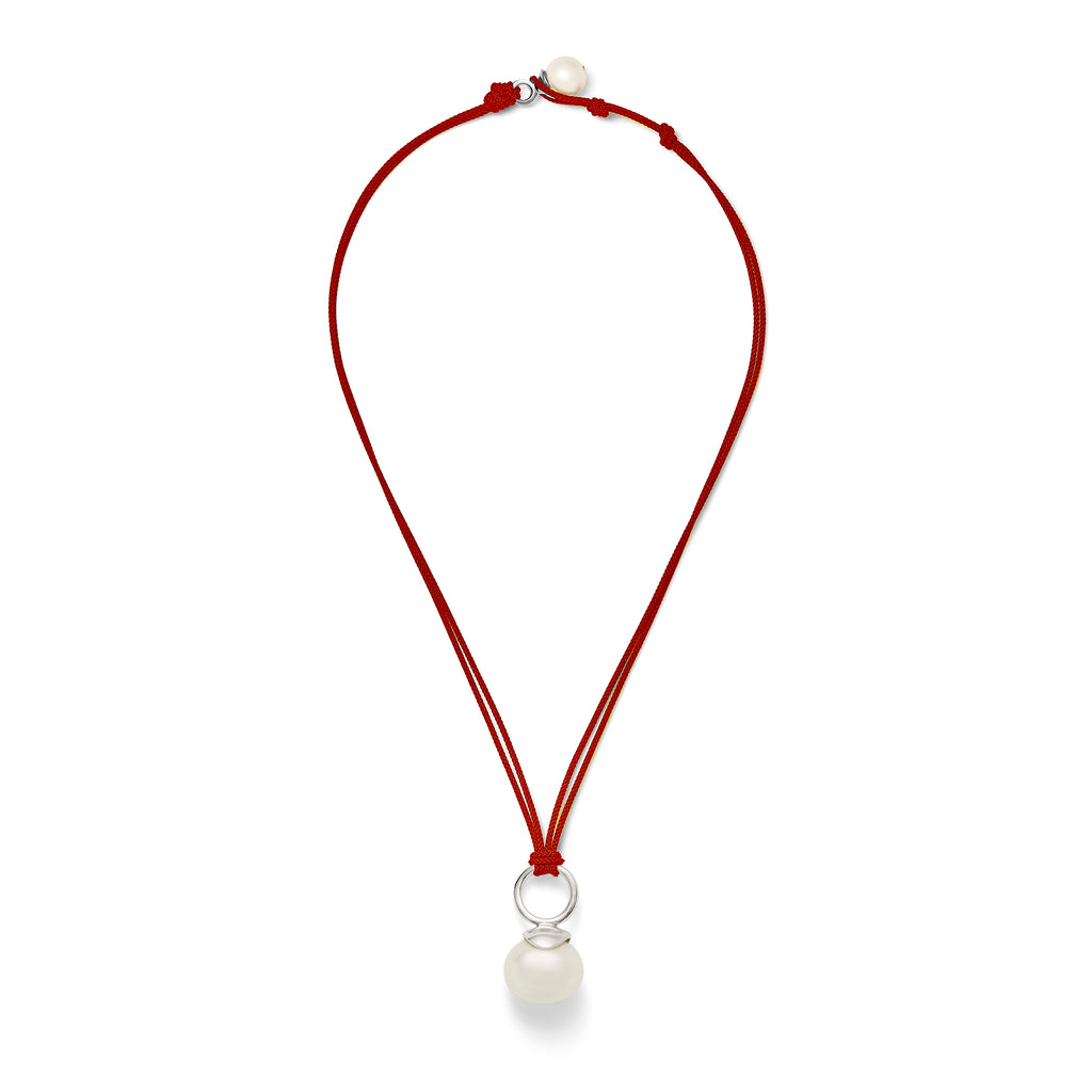 Pebble Pearl Cord Pendant Sterling