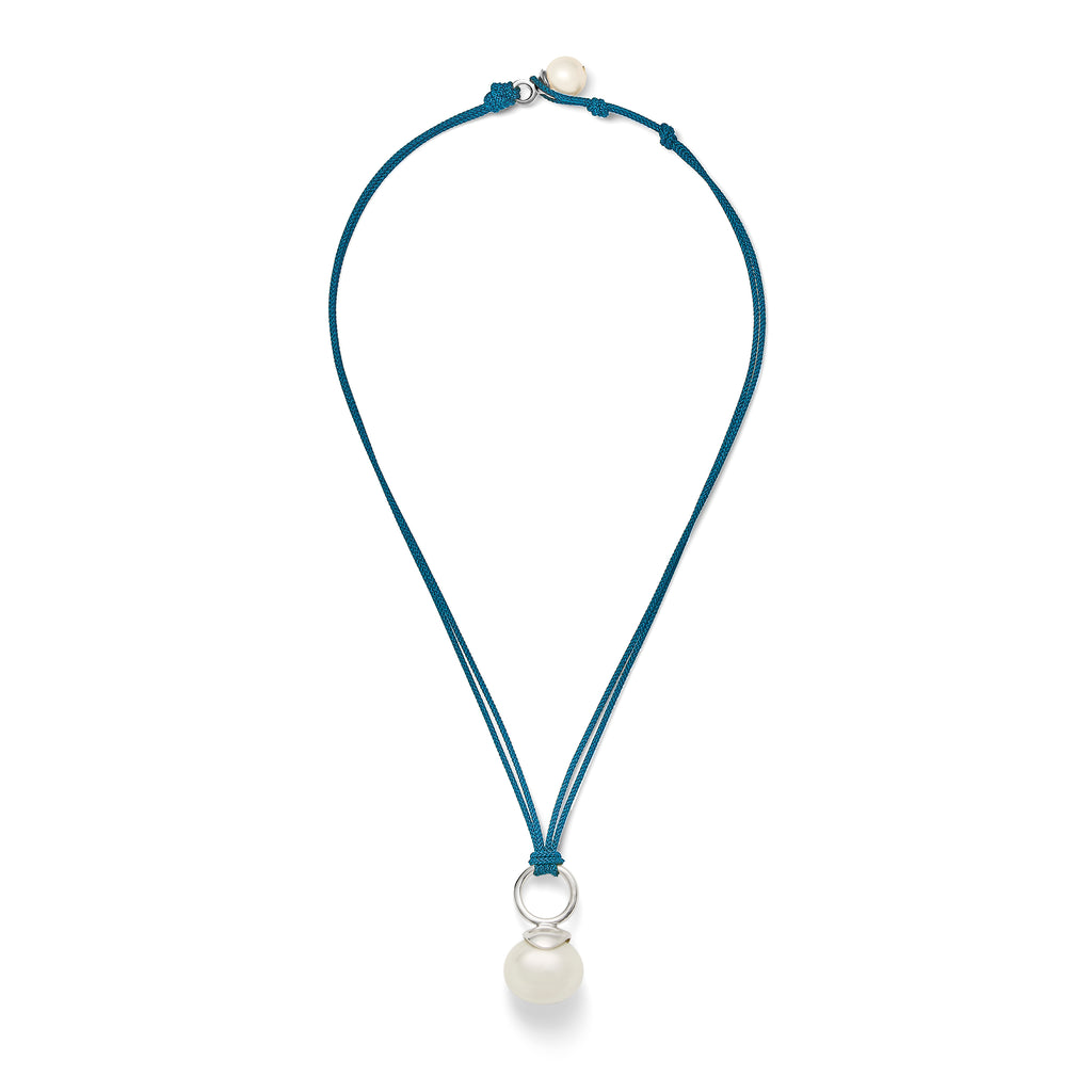 Pebble Pearl Cord Pendant Sterling
