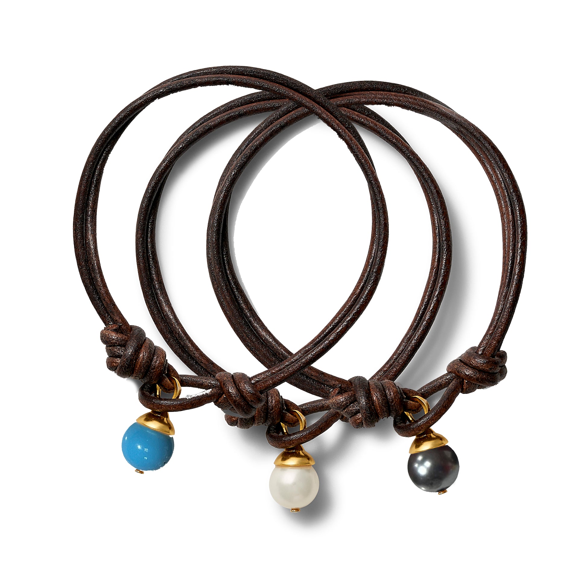 Teeny + Brown Leather Trio