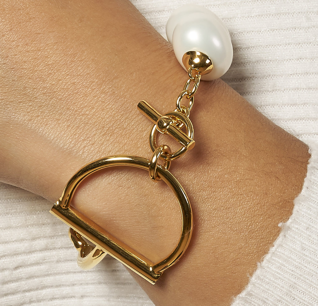 Horse Bit + Pebble Pearl Bracelet