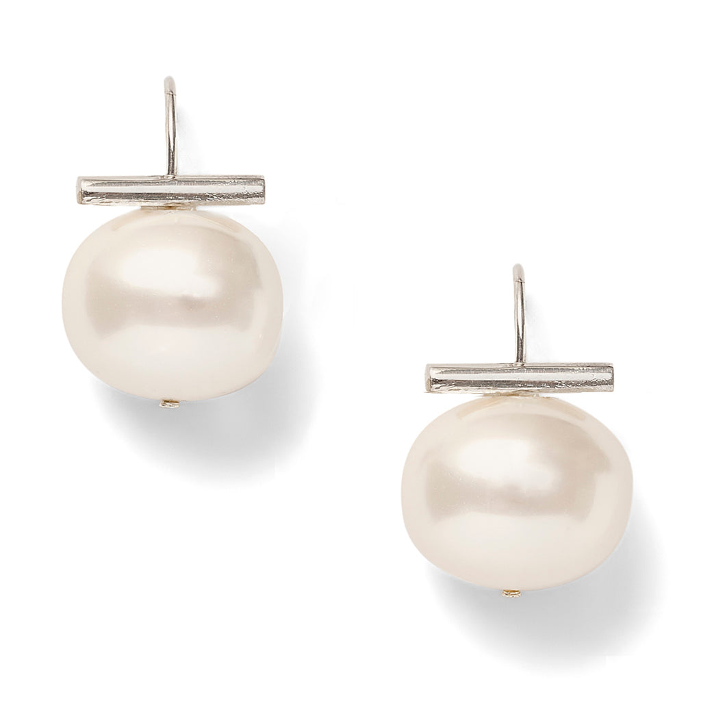 Classic Forever Fave Pebble Pearl Earrings ~ Medium Sterling Silver