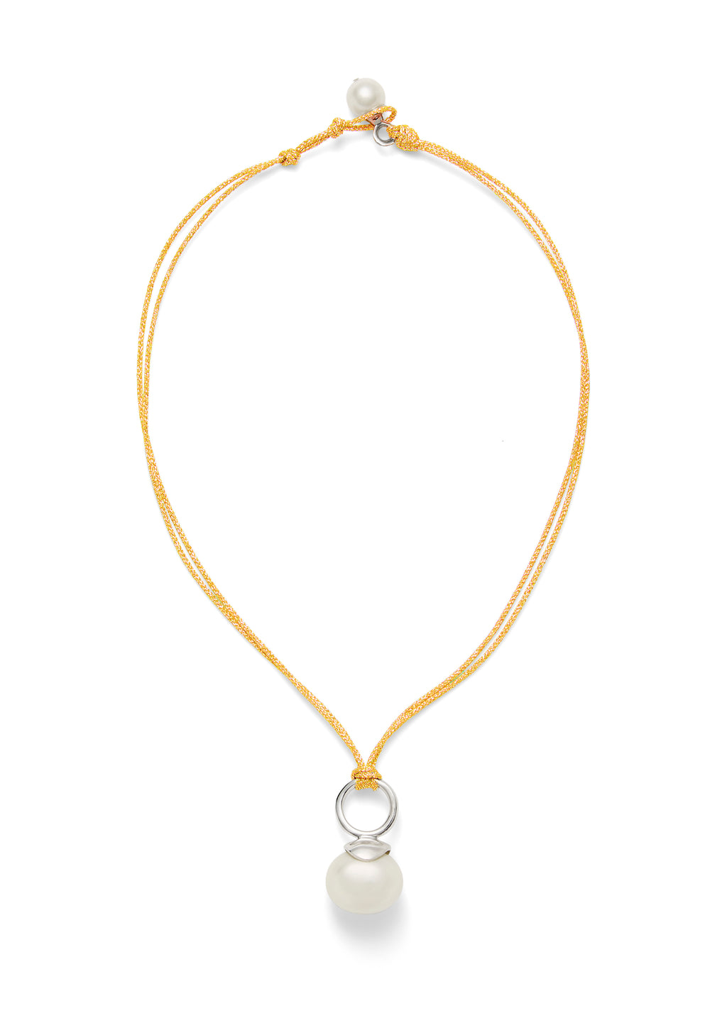 Pebble Pearl Cord Pendant Sterling