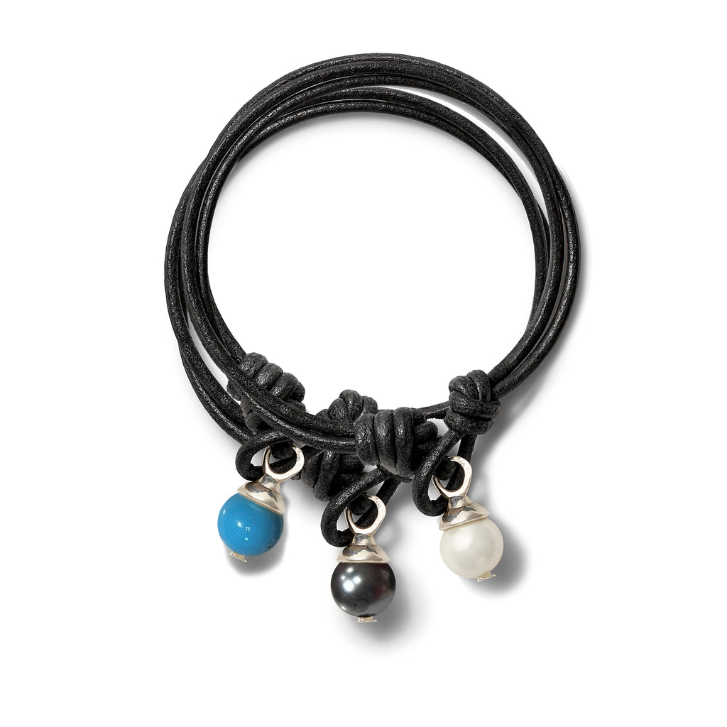 Teeny Sterling + Black Leather Trio