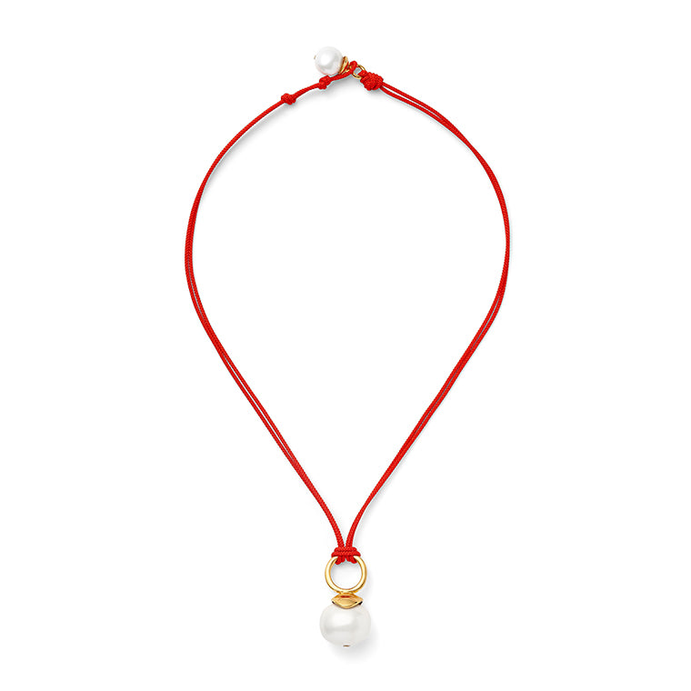 Pebble Pearl Cord Pendant